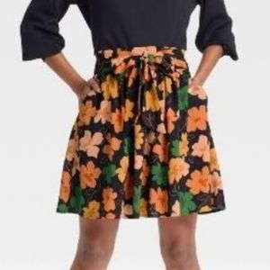COPY - Who What Wear Multi-colored Floral Print Wide Belt Black Mini Skirt 2X